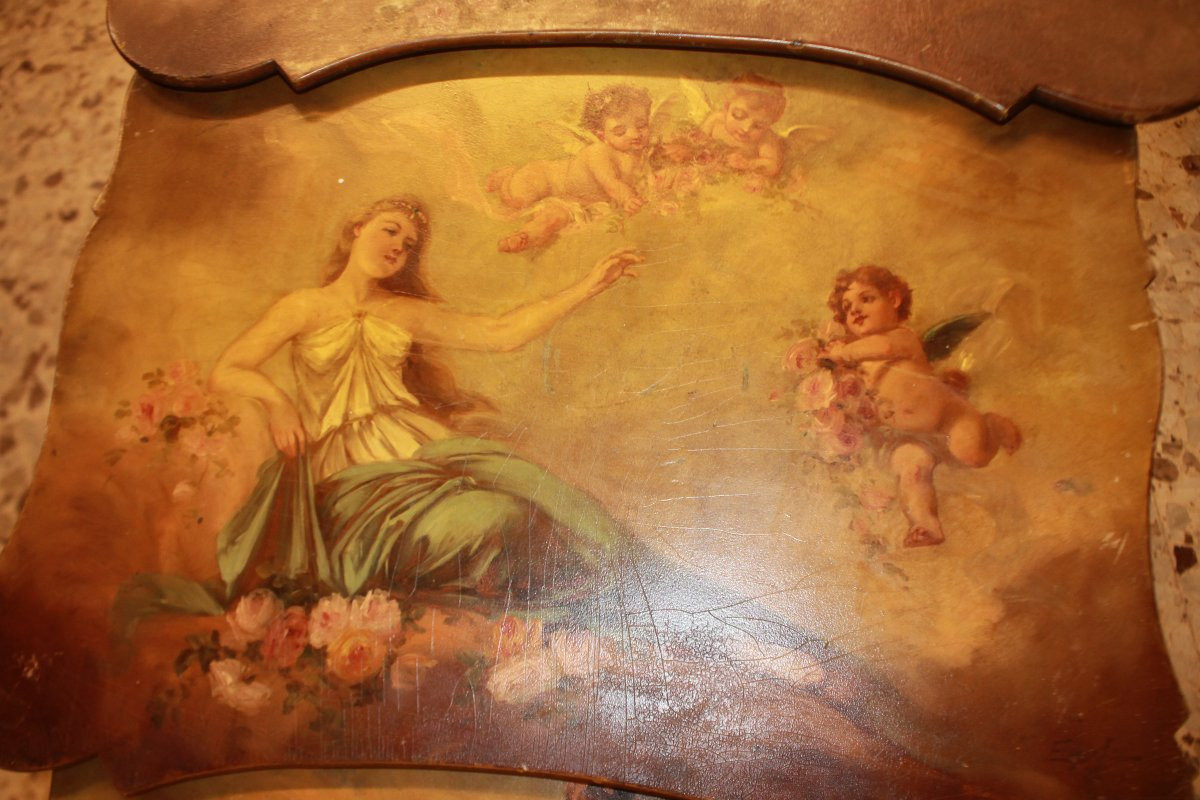 Tavolini a Nido Francese di inizio 1900 Riccamente dipinti Dame E Putti-photo-1