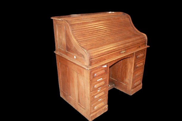Scrivania a Serrandina Americana in legno di Rovere Inizio 19-photo-4