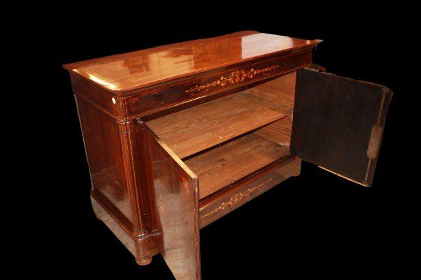 Servante Credenza Francese Stile Carlo X in Palissandro Intarsiata-photo-4