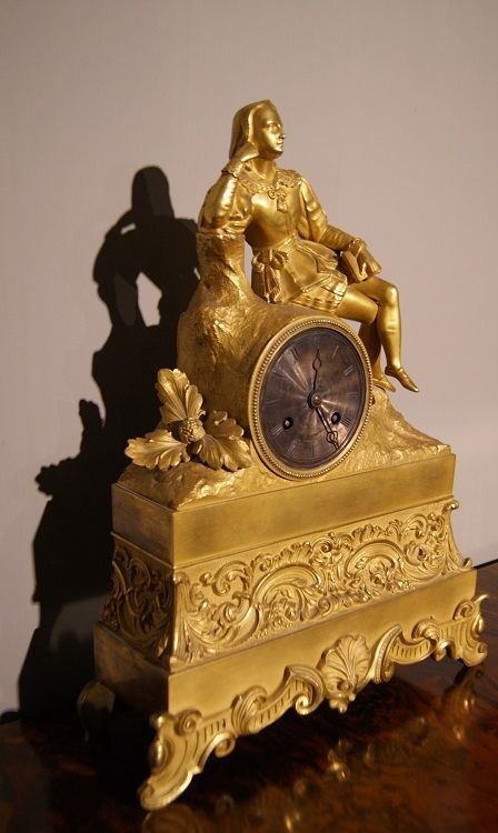 Orologio Impero in bronzo "Pensatore"-photo-1