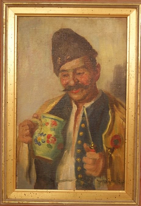 Olio su tela di Andor G. Horvath (1876-1966)-photo-2