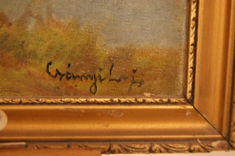 Olio su tela raffigurante "Soldati e cavalli"-photo-3