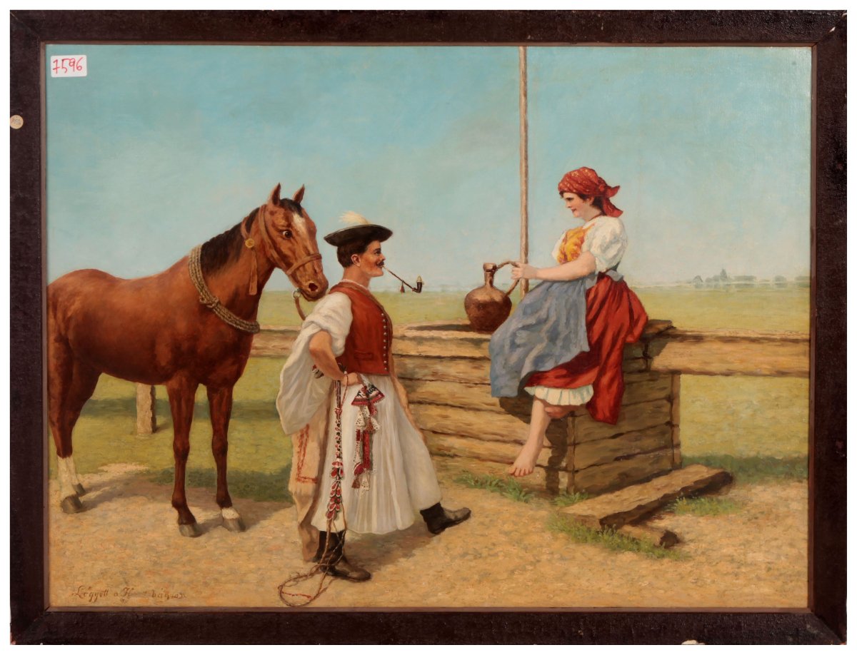 Olio su tela raffigurante "Incontro"