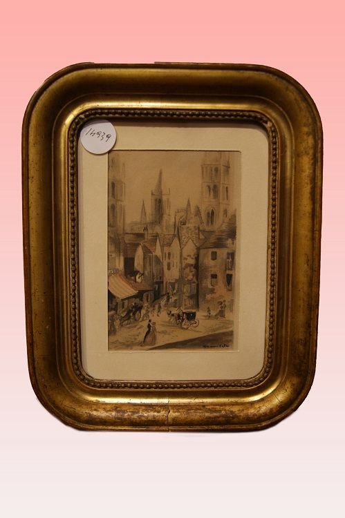 Coppia di acquerelli francesi-photo-2