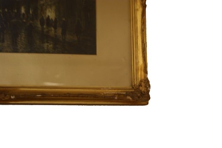Acquerello "Veduta notturna di cittadina"-photo-3