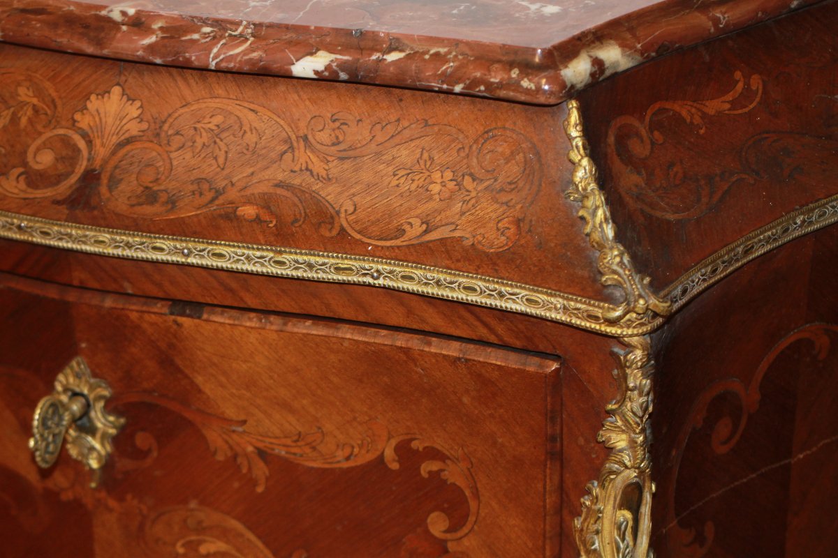 Secretaire francese Luigi XV risalente alla metà del XX secolo realizzato in legni pregiati-photo-2
