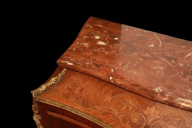 Secretaire francese Luigi XV risalente alla metà del XX secolo realizzato in legni pregiati-photo-1