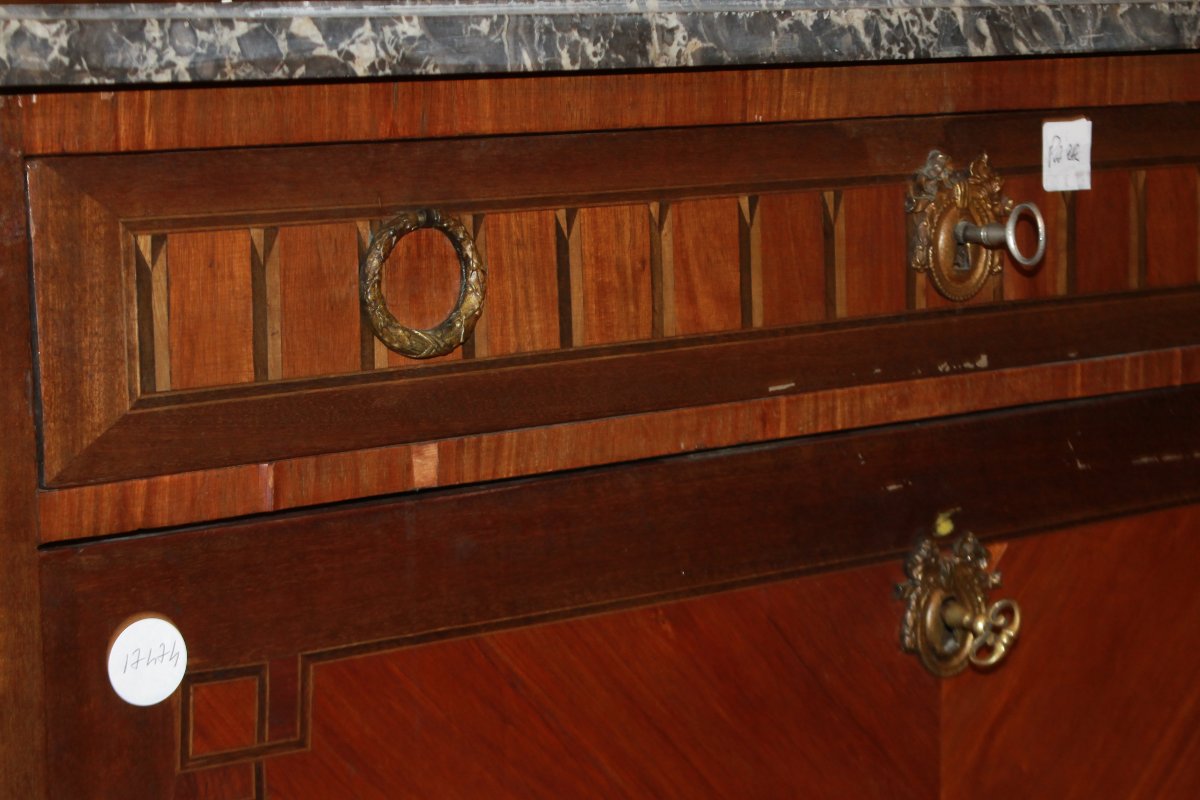 Secretaire Stile Transizione del 1800 con marmo nero-photo-2