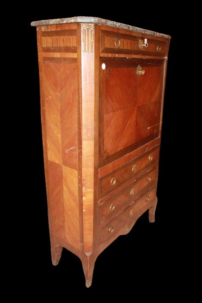 Secretaire Stile Transizione del 1800 con marmo nero-photo-4