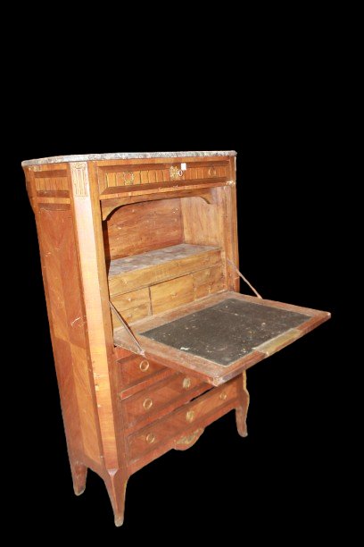Secretaire Stile Transizione del 1800 con marmo nero-photo-1