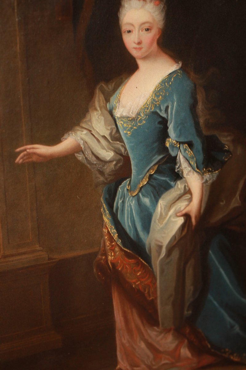 Ritratto di dama francese – Olio su tela, XVIII secolo-photo-2
