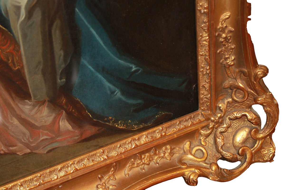 Ritratto di dama francese – Olio su tela, XVIII secolo-photo-2