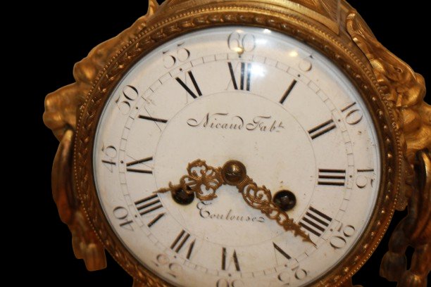 Raffinato orologio da camino francese in bronzo dorato al mercurio-photo-2