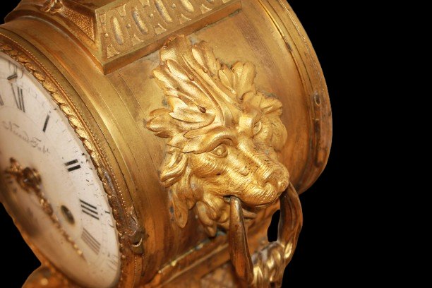 Raffinato orologio da camino francese in bronzo dorato al mercurio-photo-4