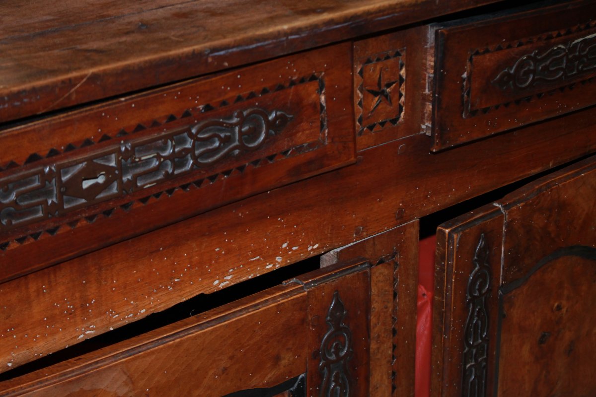 Credenza francese Provenzale della seconda metà del 1800 in legno di noce-photo-2