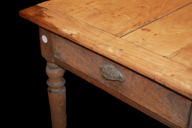 Tavolo da lavoro francese antico di fine 1800 in legno di ciliegio-photo-2