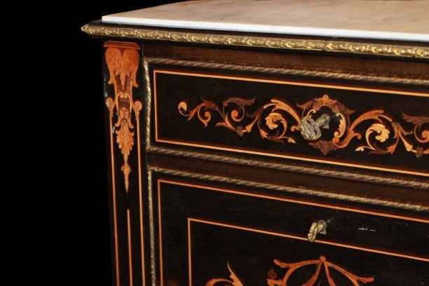 Secretaire Francese Stile Napoleone III XIX secolo in Legno di Ebano-photo-2