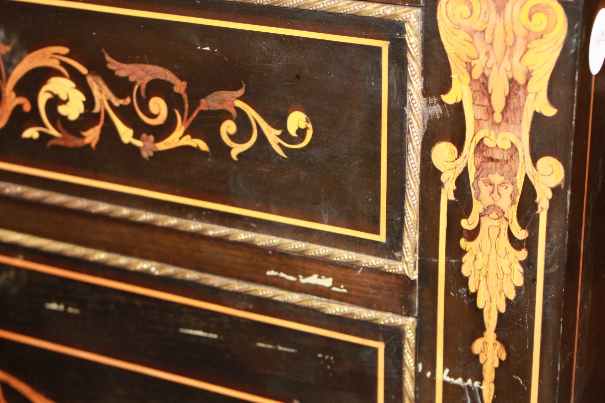 Secretaire Francese Stile Napoleone III XIX secolo in Legno di Ebano-photo-3