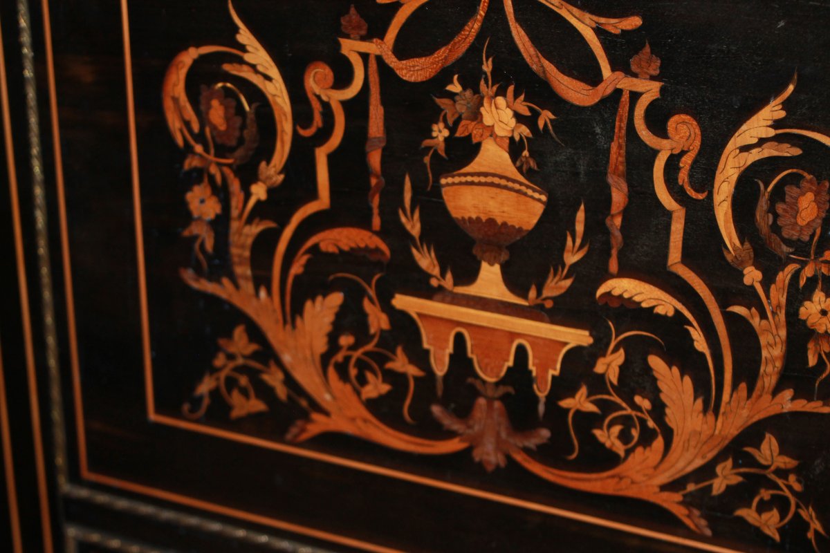 Secretaire Francese Stile Napoleone III XIX secolo in Legno di Ebano-photo-4