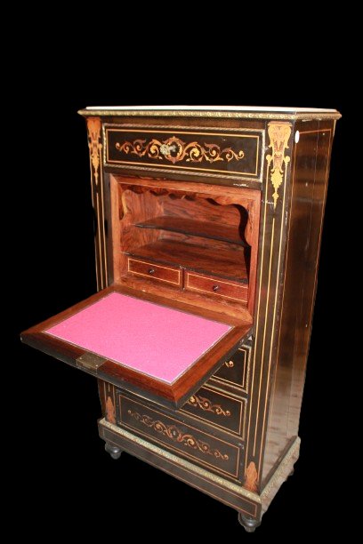 Secretaire Francese Stile Napoleone III XIX secolo in Legno di Ebano-photo-2