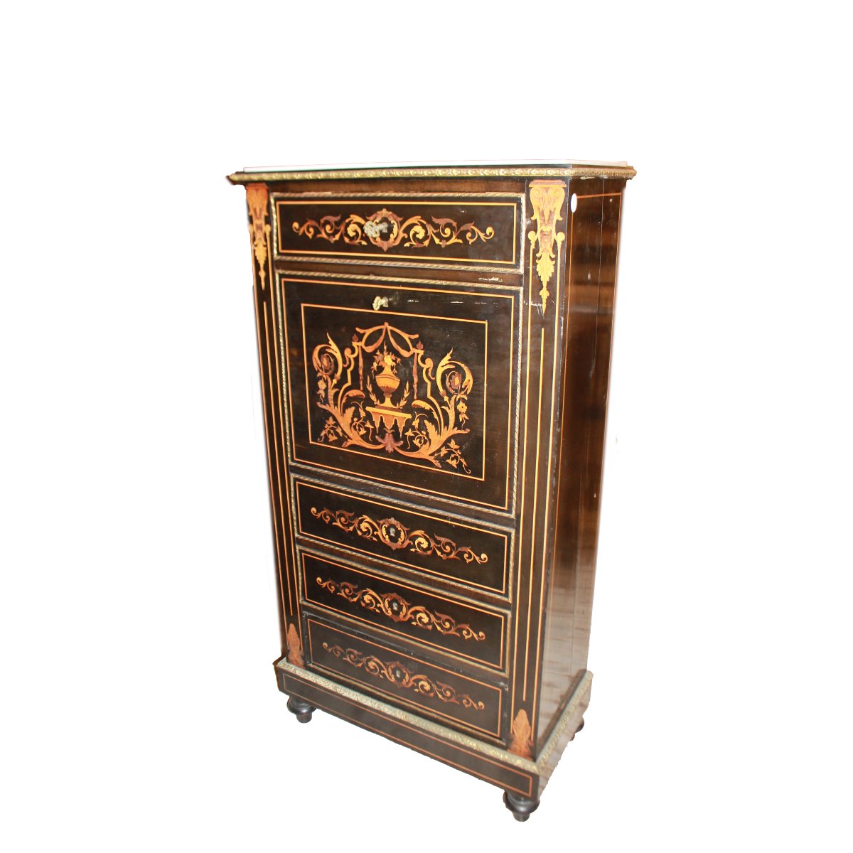 Secretaire Francese Stile Napoleone III XIX secolo in Legno di Ebano