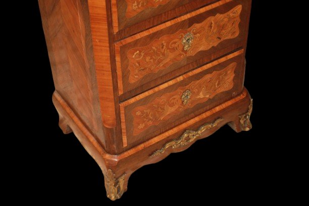 Settimino francese Napoleone III della seconda metà del 1800 in legni pregiati-photo-3