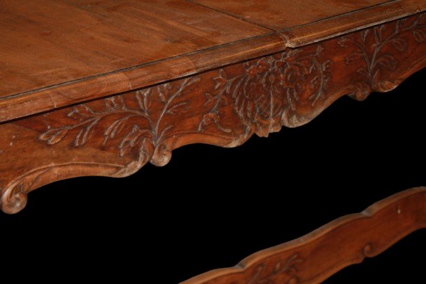 Grande Tavolo Provenzale Rettangolare Allungabile del 1800 in legno di Noce-photo-3