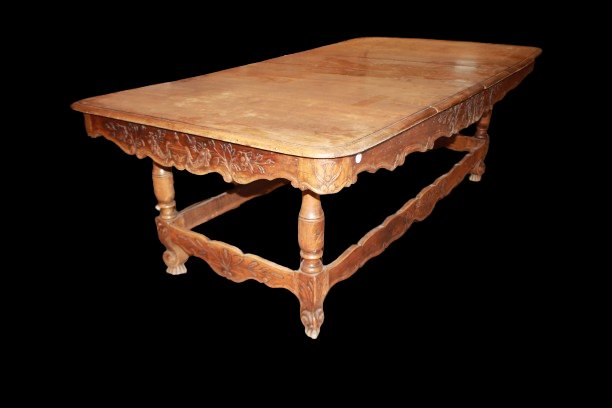 Grande Tavolo Provenzale Rettangolare Allungabile del 1800 in legno di Noce-photo-4