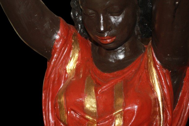 Nubiana Moro Veneziana di inizio 1800 riccamente dipinto-photo-2
