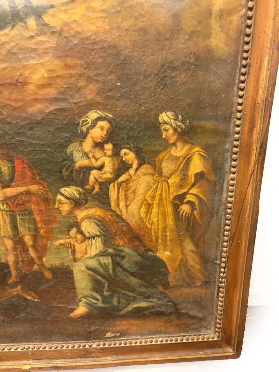 Predicazione di San Giovanni Battista – Olio su tela antico, in cornice d'epoca-photo-2