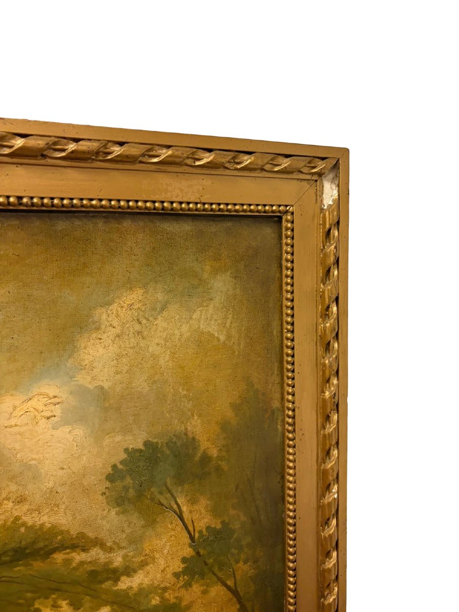 Dipinto a olio su tela, XIX secolo: "L'altalena", scena galante di gusto rococò da Fragonard-photo-4