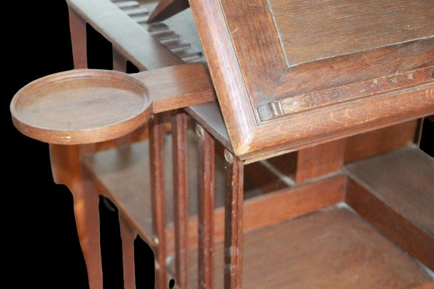 Libreria girevole Alta con Leggio in legno di rovere a tre ripiani Vittoriana-photo-1