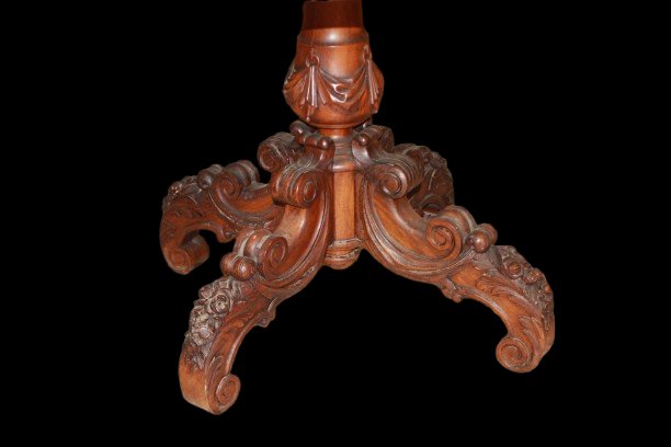 Tavolo da salotto ovale francese, stile Luigi Filippo, in legno di noce, metà XIX secolo-photo-2