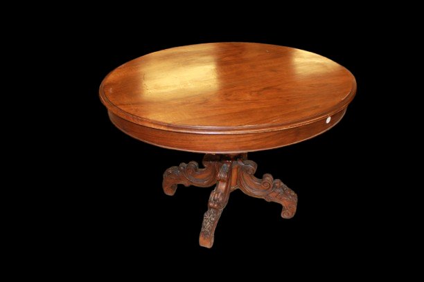 Tavolo da salotto ovale francese, stile Luigi Filippo, in legno di noce, metà XIX secolo-photo-1