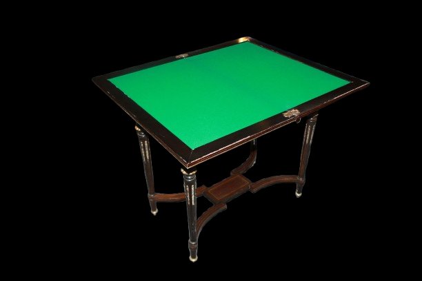 Tavolino da gioco francese in stile Boulle, seconda metà dell’800 – Palissandro, ottone e tarta-photo-4