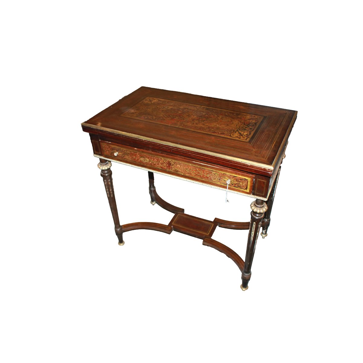 Tavolino da gioco francese in stile Boulle, seconda metà dell’800 – Palissandro, ottone e tarta