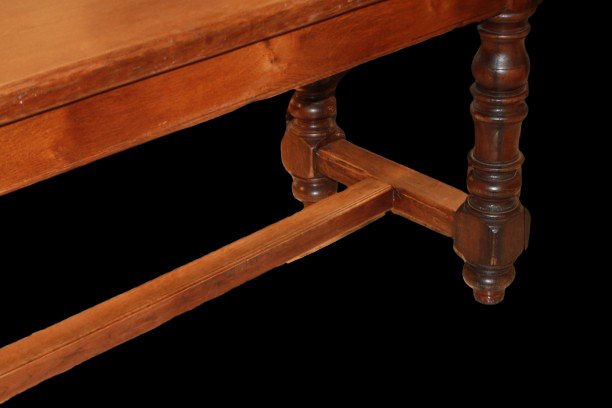 Tavolo da refettorio francese, fine ‘800 – Rovere massello con gambe tornite-photo-3