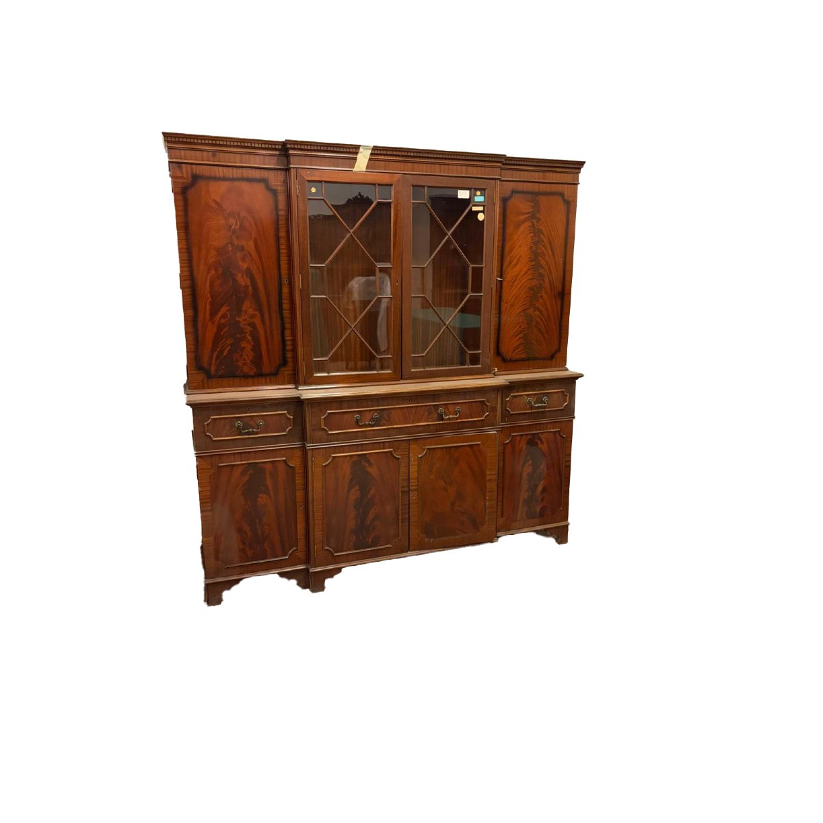 Elegante bookcase inglese in mogano, risalente all’inizio del Novecento
