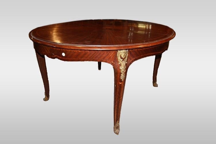 Table Ovale à Rallonge De 1800 De Style Louis XV En Acajou-photo-2