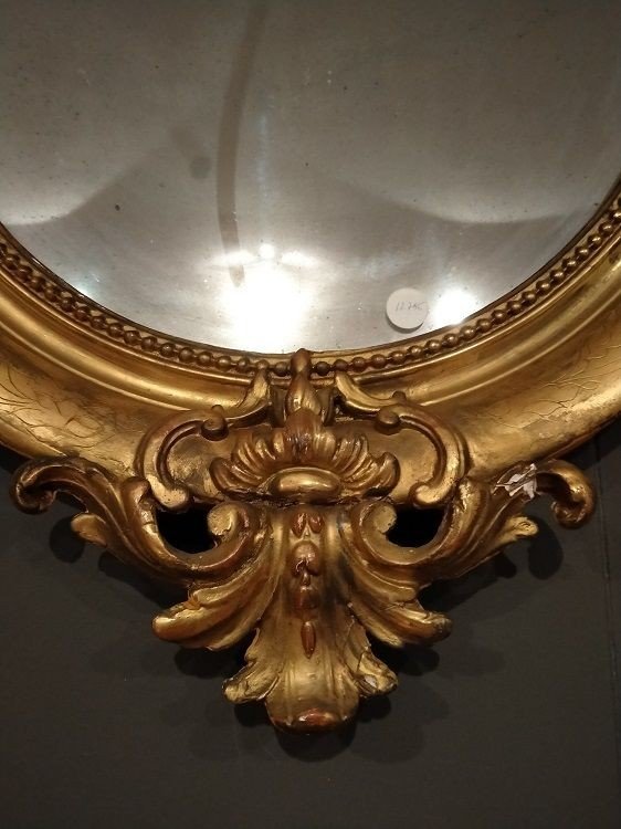  Miroir Ovale Avec Gravures Sur Cadre Des Années 1800-photo-4