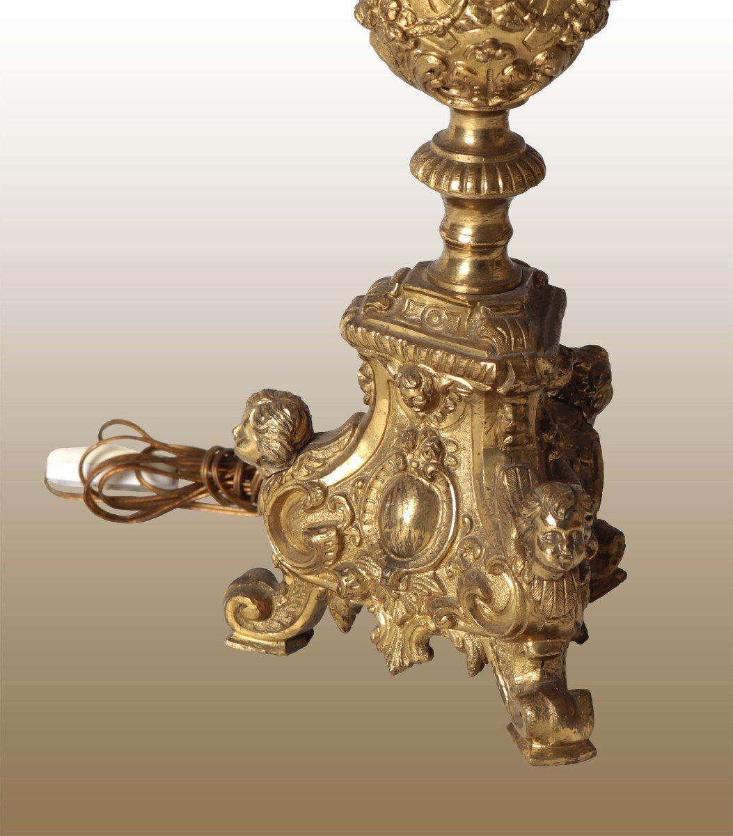 Paire De Lampes Bougeoirs En Bronze Doré Des Années 1800-photo-2