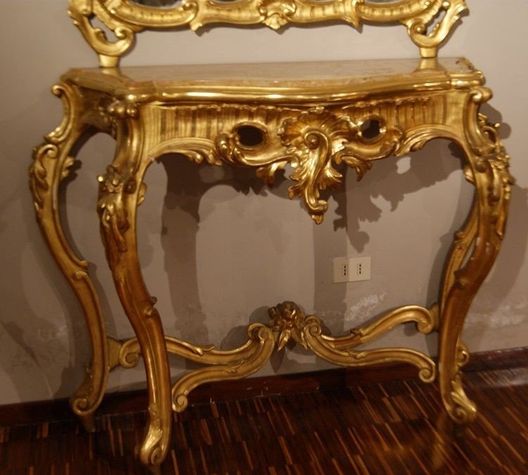 Salon Français 10 Pièces De Style Louis XV 1800 En Bois Doré à La Feuille d'Or avec fauteuils et canapé-photo-3