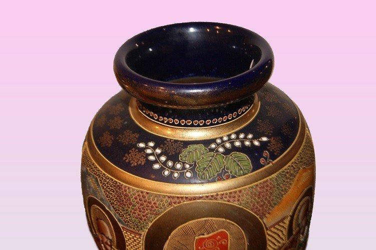  Paire De Vases Japonais Satsuma Des Années 1800 Richement Décorés-photo-3