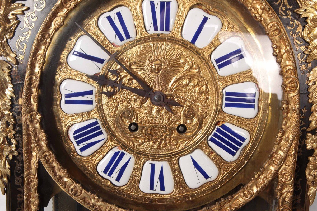 Splendide Horloge De Table Française En ébène De Fabrication Boulle De La Fin Des Années 1700-photo-3
