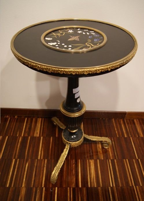  Petite Table Française De 1800 Style Napoléon III Avec Pierres Semi-précieuses