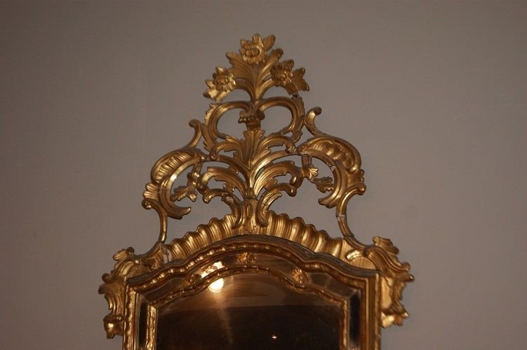 Spectaculaire Miroir Italien Des Années 1700 Feuille d'Or Doré Louis XV-photo-2