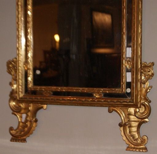 Spectaculaire Miroir Italien Des Années 1700 Feuille d'Or Doré Louis XV-photo-3
