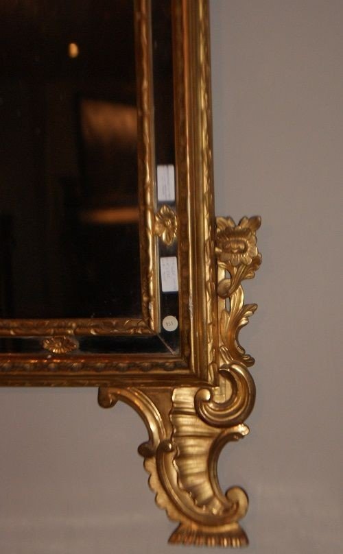 Spectaculaire Miroir Italien Des Années 1700 Feuille d'Or Doré Louis XV-photo-4