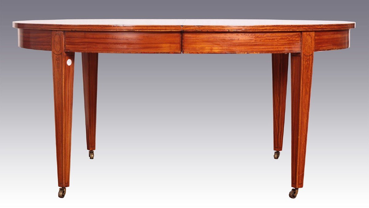 Table ovale EXTENSIBLE De Style Anglais 1800 Sheraton En Bois De  Satin Wood-photo-2