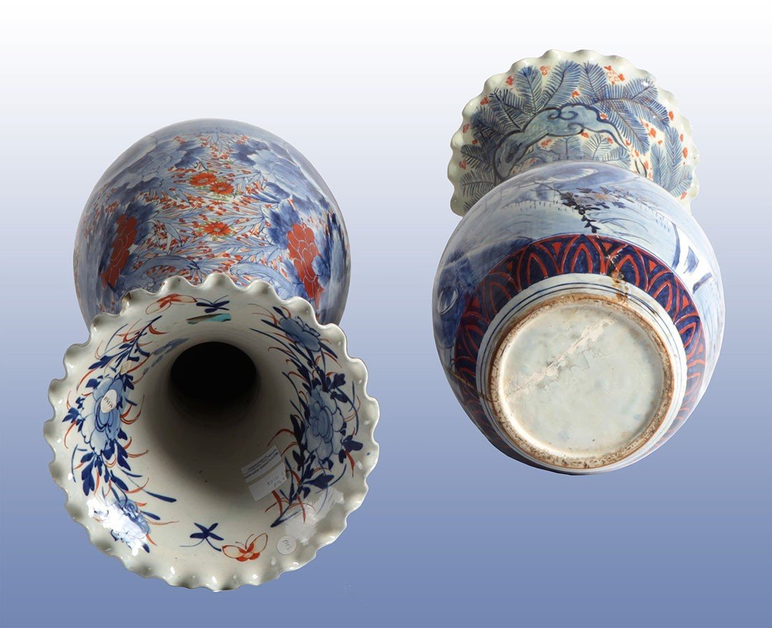  Paire De grands Vases De Cratère En Porcelaine Chinoise Antique Du Milieu Des Années 1800-photo-2